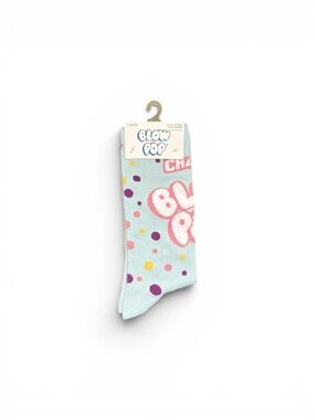 Blow Pop Light Blue Novelty Crew Sock Size 10-13 New 1pair